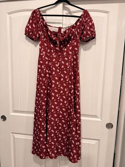 Burgundy Floral Midi Dress