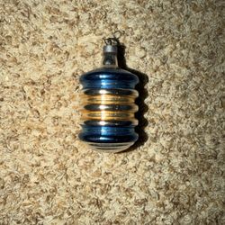 Vintage Glass Christmas Ornament RIBBED/LANTERN Silver Blue Gold