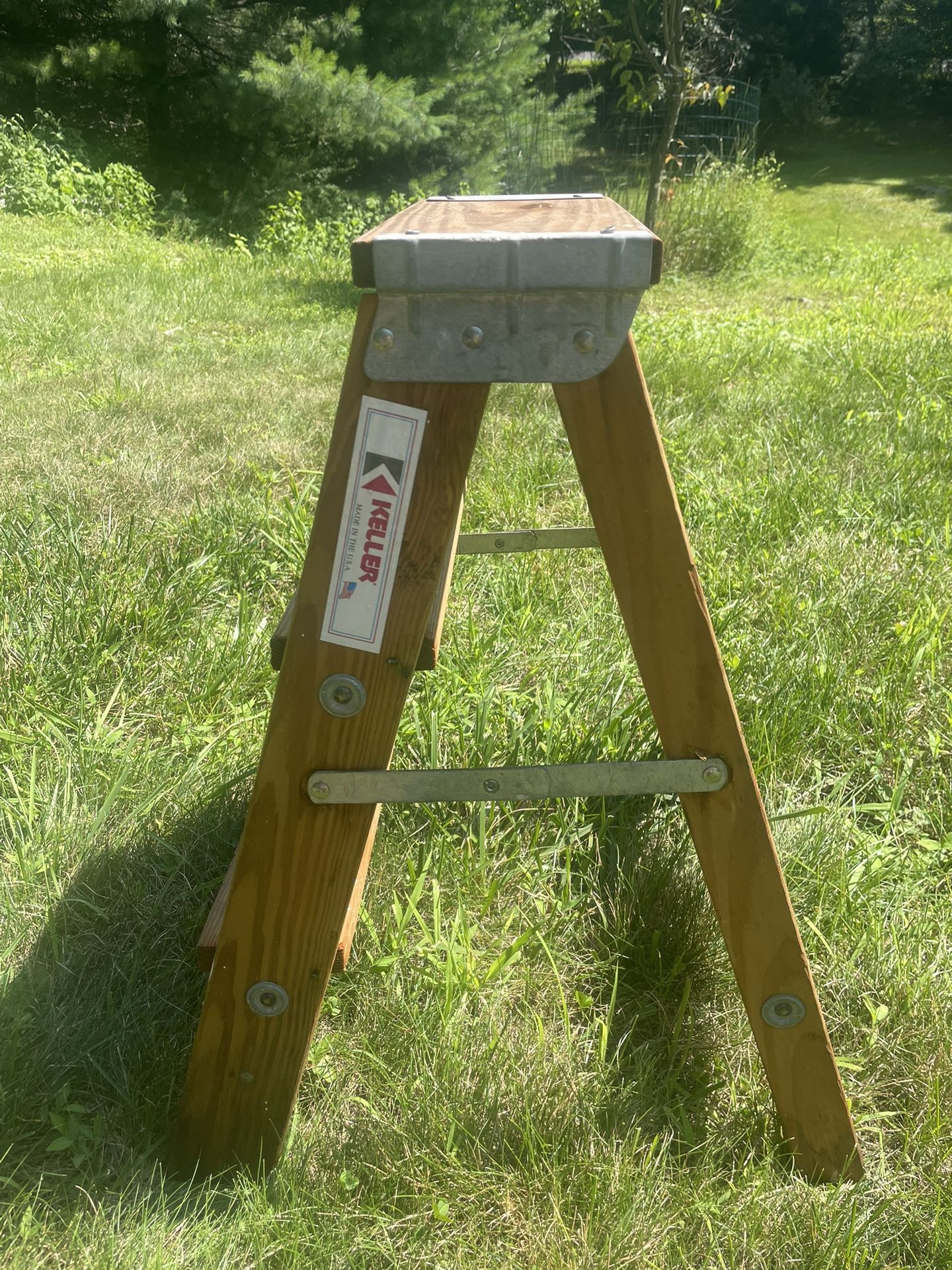Vtg Wooden 3 Step Ladder Stool Keller Rustic Primitive Country Plant Stand