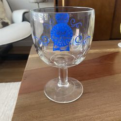 Pabst Blue Ribbon PBR thumbprint mug goblet chalice heavy glass vintage 70’s 80’s rare  