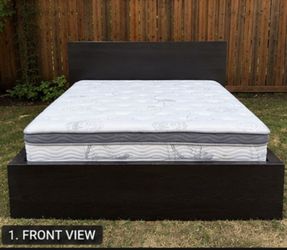 Queen Bed Frame Ikea Malm + Olee 13” Hybrid Mattress