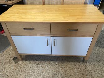 Large IKEA Kitchen Butcher Block Top Kitchen Storage 57.5”W x 35”H 🚚 extra