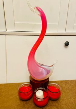 Mid Century Art Glass Flamingo Sculpture