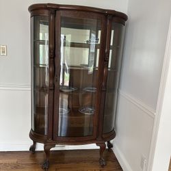 Antique Curved Glass China Cabinet – Clawfoot Legs