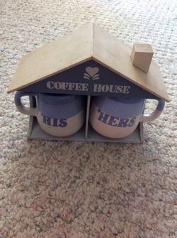 COFFEE HOUSE WITH HIS AND HERS COFFEE CUPS
