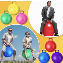 Lewtemi 6 Pcs Hopper Ball Carnival Outdoor Games 29 Inch Jumping Hopping Inflatable Bouncing Ball with Handle and Air Pump for Adults Sport Exercise (
