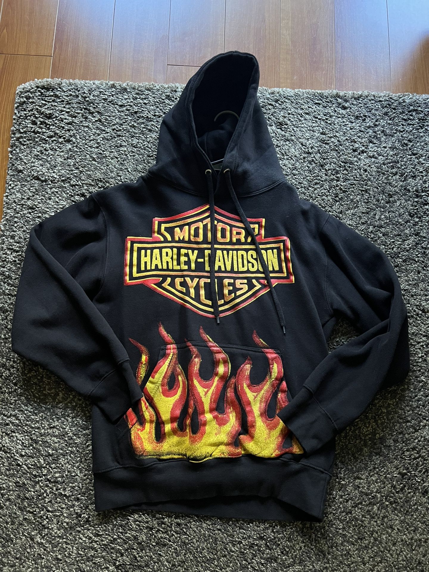 ByKiy Kool Kiy x Homme Femme “Harley Davidson” Hoodie Small Supreme Bape Nike Champion Adidas Yellow 