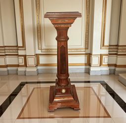 Neoclassical Louis XV Italian Marble Top Mahogany Pedestal Column 2 Avail