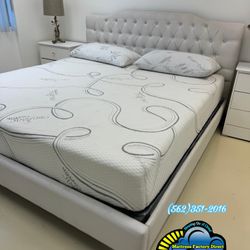 New Eastern King White Diamond Leather Bed Frame 