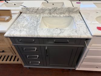 Sonoma 36 in. Single Sink Freestanding Dark Charcoal Bath Vanity with Carrara Marble Top