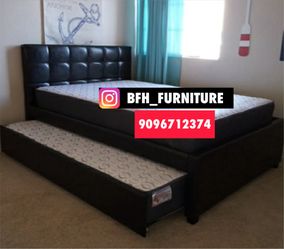Full/Twin Expresso Trundle Beds w. Orthopedic Mattresses Included 