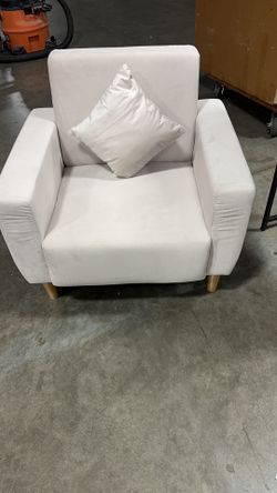 #0(contact info removed) Polyester Accent Chair for Living Room Square Arm Chair with Toss Pillow Comfy Single Sofa Club Chair for Small Space