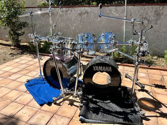 Massive Yamaha drum kit and super rack system