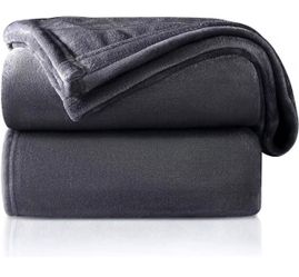 ONME Ultra Soft Lightweight Traditional Flat Weave Polyester Fiber Throw Blanket - 50"x60" Solid Dark Gray, All-Seasons, for Family Couch, Gifting, Ho