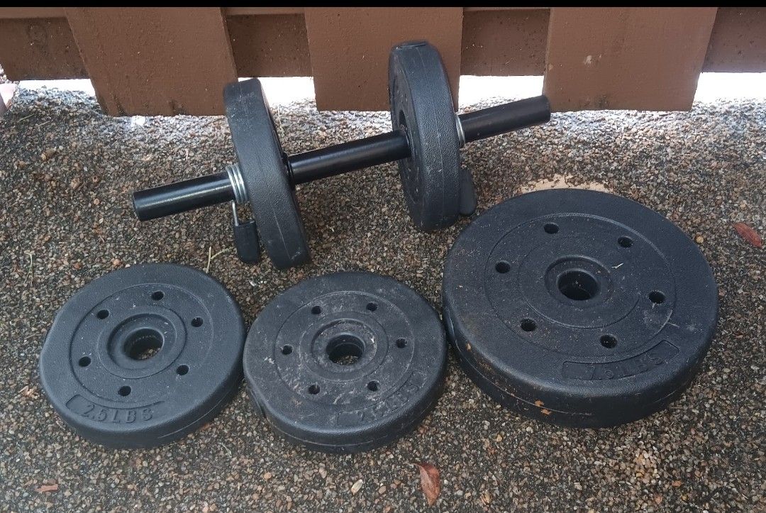 6 pieces w/2 clips plastic adjustable dumbbell weights $15 FIRM