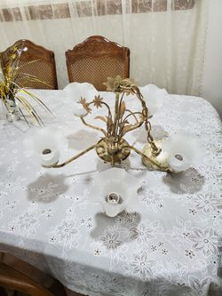 Vintage Brass  Distressed Chandelier 