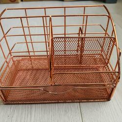 Rose Gold Mesh Desk Organizer