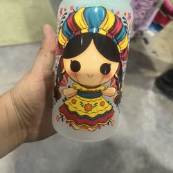 Last Minute Christmas Gifts 16oz Glass Cup With Lid And Straw