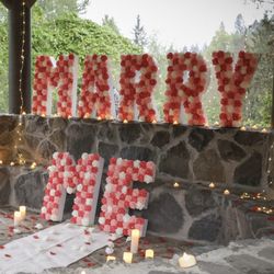 Marry Me Flower Proposal Sign Decor