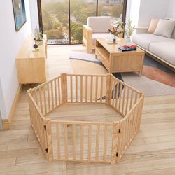 New Wooden Dog Gate 6 Panel - Freestanding Pet Fence