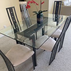 Glass Top Dining Table With 6 Chairs 