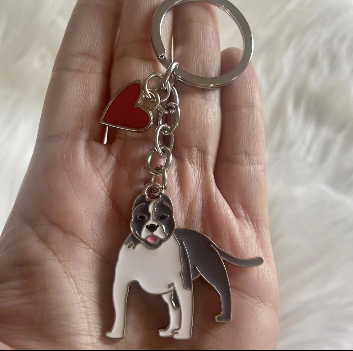 Brand New Cute Pitbull Bully Dog Charm Keychain