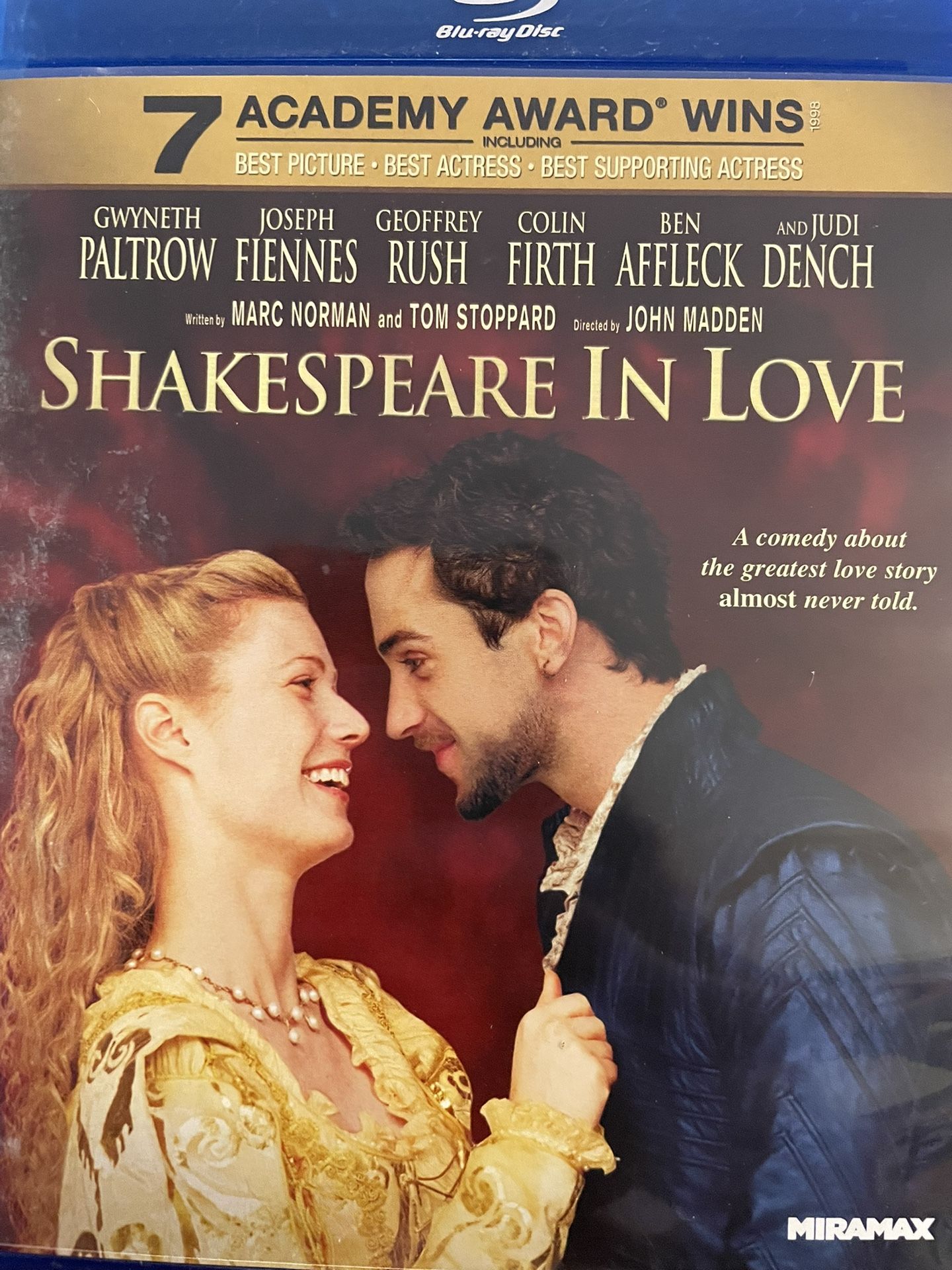 SHAKESPEARE In LOVE (Blu-Ray-1998) Gwyneth Paltrow + Geoffrey Rush + Ben Affleck