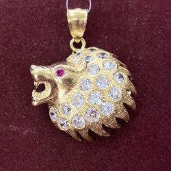 Lion Unisex Charm 14kt Yellow Gold