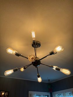 Sputnik light fixture with bulbs