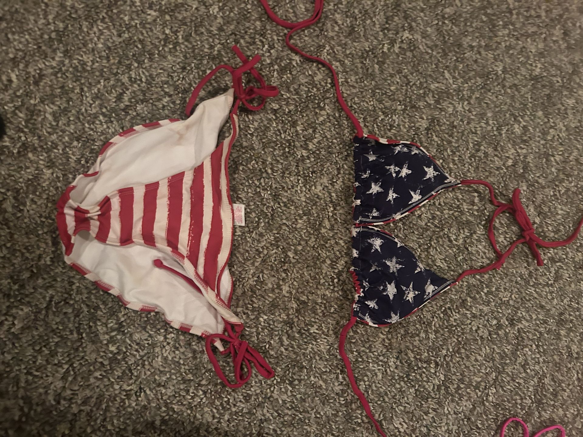 Two Piece American Top Red White And Blue Stars
