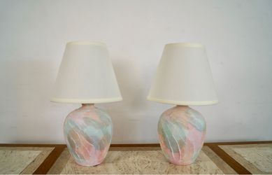 Pair Of 1980’s Post Modern Pastel Table Lamps