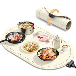 Warming Mat for Food, Food Warming Mat with Heat Insulation Pad, Fast Full-Surface Heating Mat for Food, Silicone Food Warmer, Electric Warming Tray f