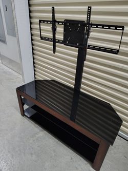 TV Stand with Integrated Mount and Glass Shelves
