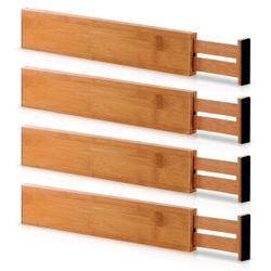 Small Adjustable Bamboo Drawer Organizer (4-Pack)