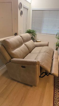 Power Leathered Sofa with Chair