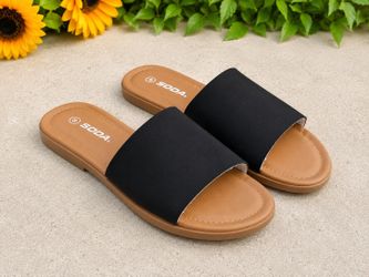 NEW Soda Black Slide Sandals Size 8