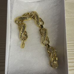 18K Gold PLATED Dragon Chain Bracelet