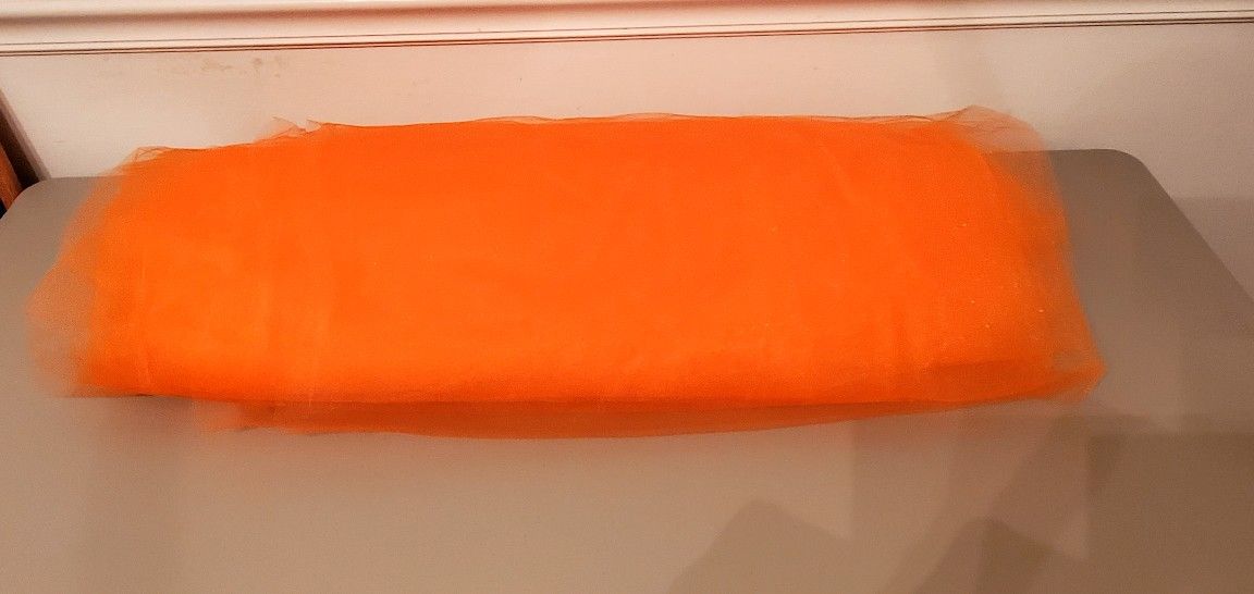 NEW ORANGE TULLE FABRIC 17 YRDS LONG, 54" WIDE