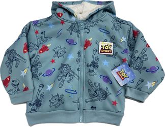 Disney Pixar Toy Story Full Zip Sherpa Hoodie Sweatshirt Jacket Kids Size 5 New