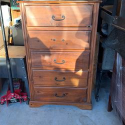 Antique-Style Solid Wood 5-Drawer Chest
