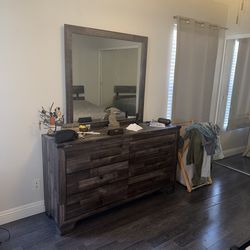 Queen size bed frame, bedroom dresser and side dresser