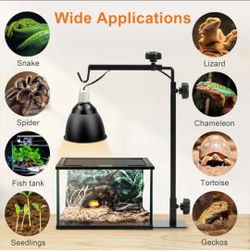 Simple Deluxe Reptile Lamp Stand Adjustable 14-26 inch Metal Bracket Floor Light Holder for Reptile Glass Terrarium Heating Light, Amphibian and Aquar