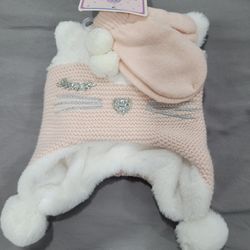 Baby Girl's Beanie with Gloves