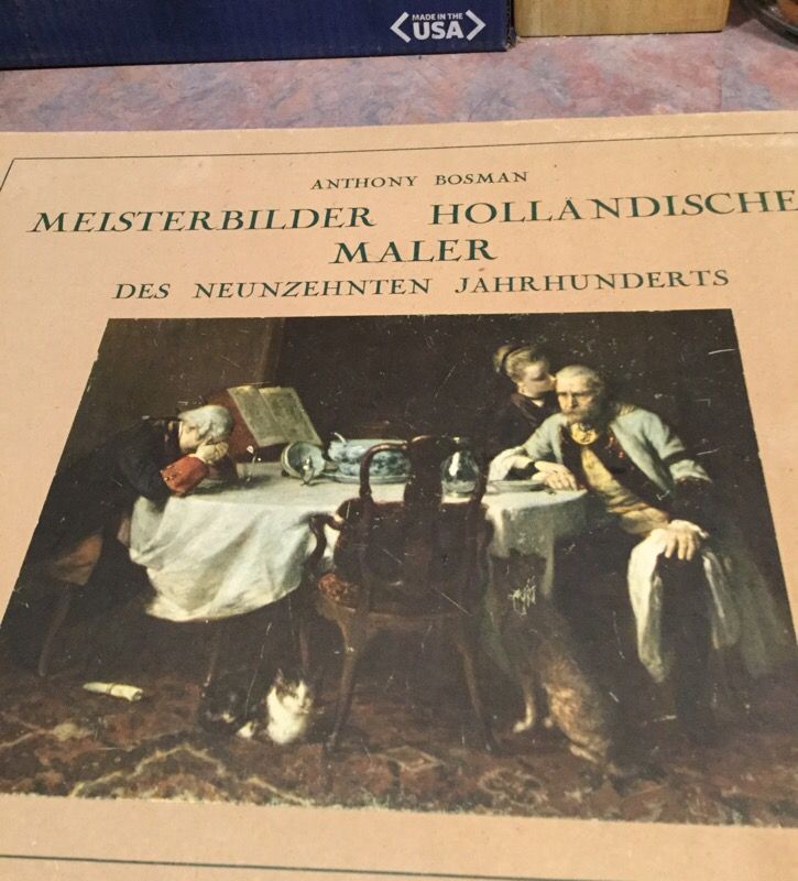Old book of 17 Dutch artist prints from paintings