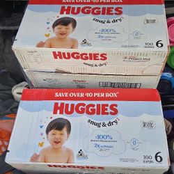 2 Box's Of Huggies Diapers Size 6 