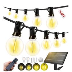 100FT Solar LED Outdoor String Lights with Remote