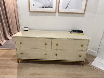 CB2 Shagreen 3-Piece Bedroom Set (Dresser + 2 Matching Nightstands) - Warm White