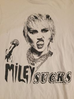 Miley Cyrus Miley Sucks Cotton WhiteT  Shirt Unisex Concert S 2021