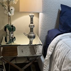 Mirrored Nightstands (Set of 2) – One With Minor Crack – $120 Pair 