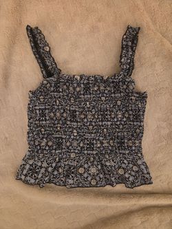 Black and blue floral top